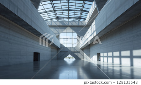Empty spacious room with concrete walls 128133548