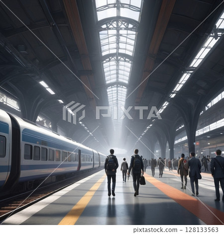People walking on the station platform 128133563