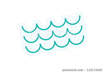 Brutalist abstract wave element sticker. Minimal shape element with flat design style. Y2K decoration and brutalism concept, modern aesthetic for various graphic applications. 128133895