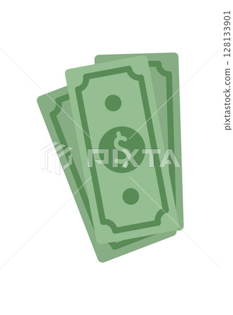 Cash bill. Flat representation of dollar currency. Money concept, graphic style, potential for payment usage. 128133901