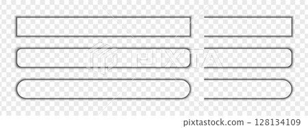 Set of rectangular shadow effects. Different blurred soft shapes. Web buttons, tabs or banners shades isolated on transparent background. Vector realistic illustration 128134109