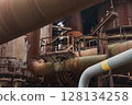 Rusty steel factory abandoned buildings 128134258