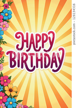 Vibrant birthday card. 128134316