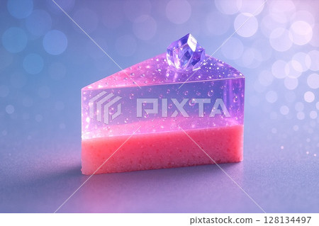 玻璃與珠寶製成的奇幻食物 水晶水果與糖果蛋糕 128134497