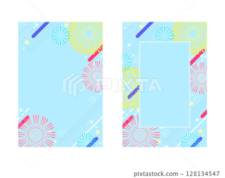 A postcard with a pop fireworks illustration 128134547