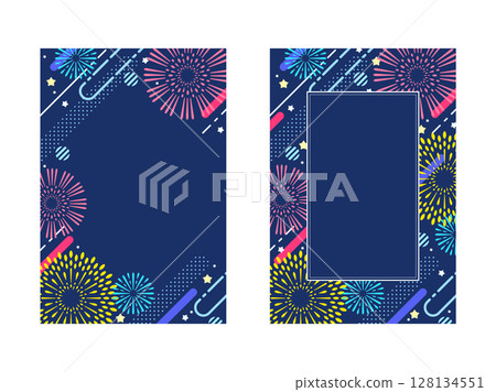 A postcard with a pop fireworks illustration A postcard with a pop fireworks illustration 128134551