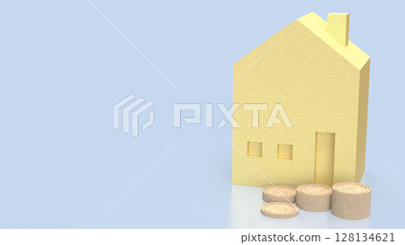 The House and coins for property or real estate concept 3d Rendering. 128134621