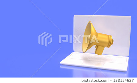 The Megaphone and microphone for Pod cast or social media 3d render. The Megaphone and microphone for Pod cast or social media 3d render. 128134627