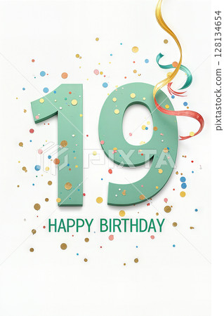 Birthday celebration for 19-year-old with confetti. 128134654