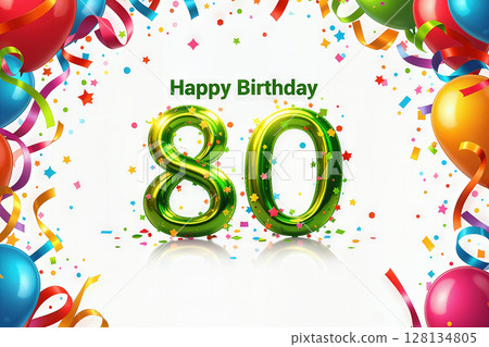 Happy 80th birthday celebration. 128134805