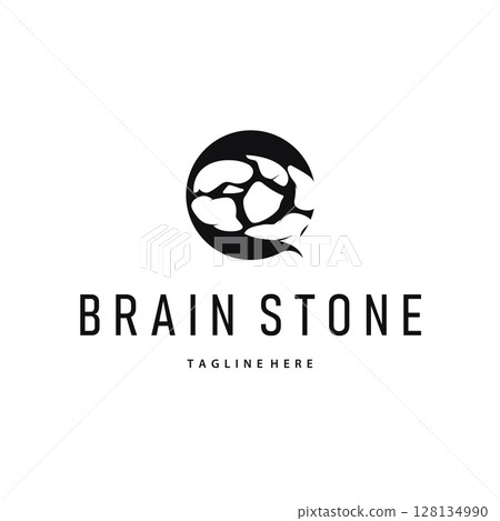 brain logo concept design with simple minimalist stone design as a symbol illustration template brain logo concept design with simple minimalist stone design as a symbol illustration template 128134990