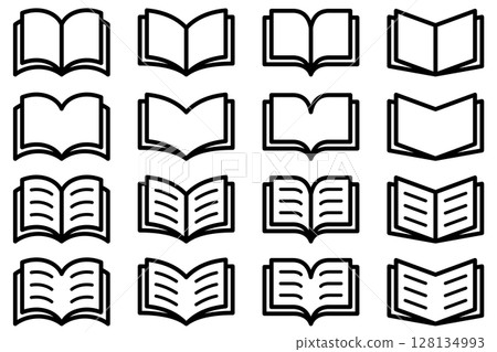 各種形狀的書籍和筆記本圖示的向量插圖集 128134993