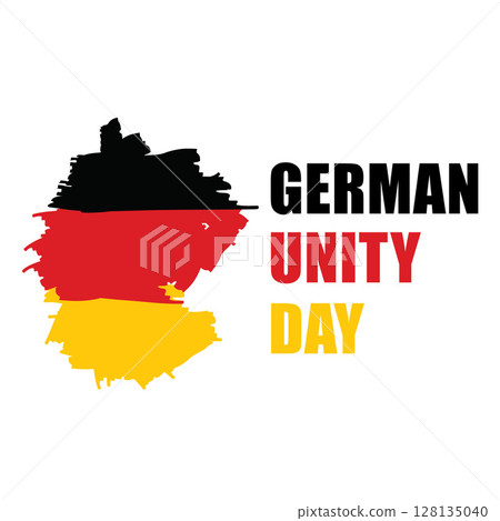 German unity day greeting with brush painted map and flag illustration German unity day greeting with brush painted map and flag illustration 128135040