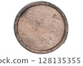 Old wooden barrel. Top view. 128135355