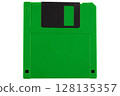 Colored old retro floppy diskettes in stack. 128135357