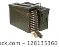 7.62 mm ammunition belt with cartridges in ammunition can 128135360