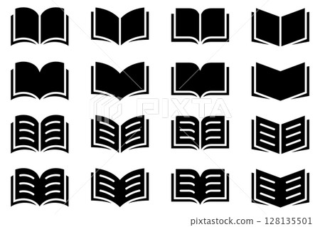 各種形狀的書籍和筆記本圖示的向量插圖集 128135501