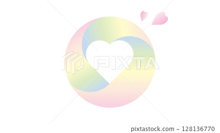 Colorful cute rainbow heart illustration material logo Beautiful gradient icon mark 128136770