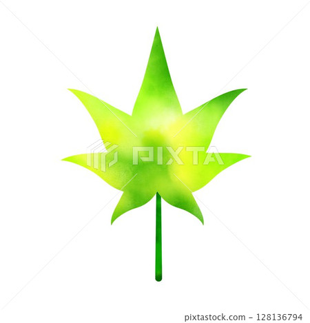 Blue maple leaves, green leaf illustration material, hand-drawn watercolor style, refreshing, png white background Blue maple leaves, green leaf illustration material, hand-drawn watercolor style, refreshing, png white background 128136794