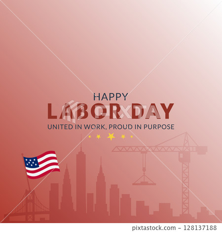 Red Labor Day Design with City Bridge and Unity Message Red Labor Day Design with City Bridge and Unity Message 128137188