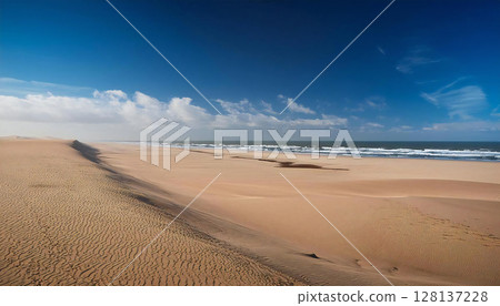 Sea, sandy beach, coast, blue sky Sea, sandy beach, coast, blue sky 128137228