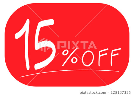 紅色背景上手繪的「15% OFF」圖標 128137335