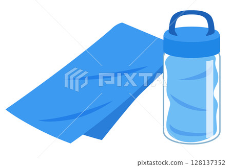 Cooling towels that can be used by wetting them with water - Heat stroke prevention Cooling towels that can be used by wetting them with water - Heat stroke prevention 128137352