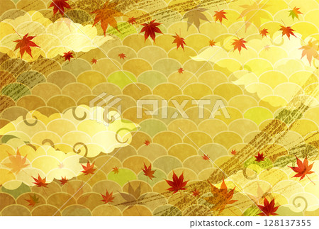  秋葉槭樹秋天背景 128137355