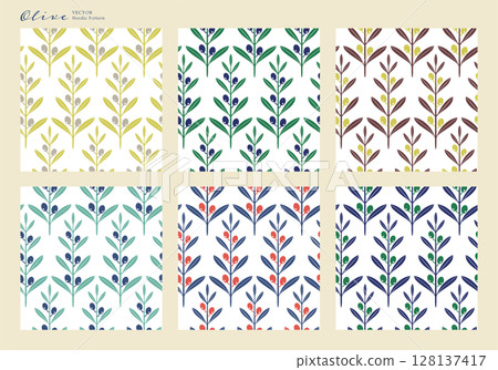 Olive tree vector illustration - Scandinavian style pattern color variation 2 Olive tree vector illustration - Scandinavian style pattern color variation 2 128137417