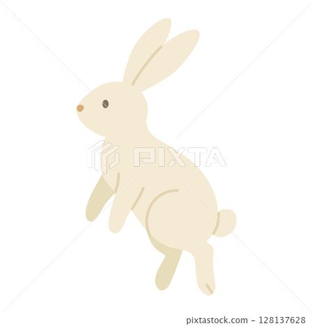 Illustration of a white rabbit standing up 128137628
