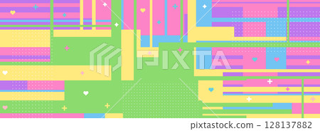 可愛的孟菲斯風格幾何拼貼背景 128137882