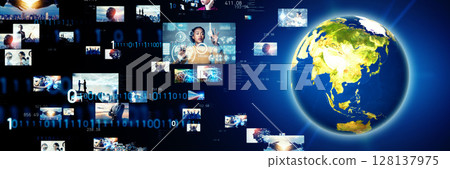 Global Network and Digital Content: Horizontal visuals for banners and advertisements Global Network and Digital Content: Horizontal visuals for banners and advertisements 128137975
