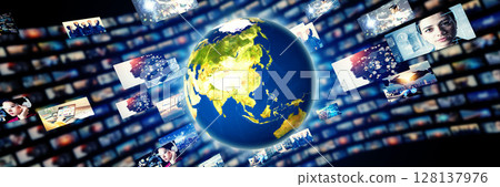 Global Network and Digital Content: Horizontal visuals for banners and advertisements Global Network and Digital Content: Horizontal visuals for banners and advertisements 128137976