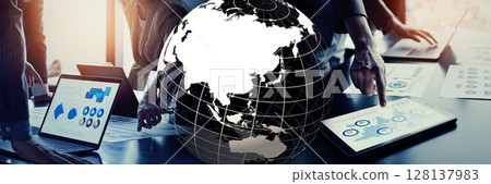 Earth and business scene Global business Horizontal visual for banners and advertisements 128137983