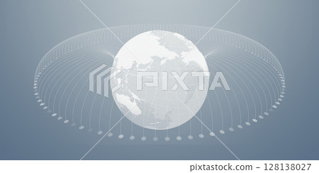 地球和通訊網路橫幅和廣告的水平視覺 128138027