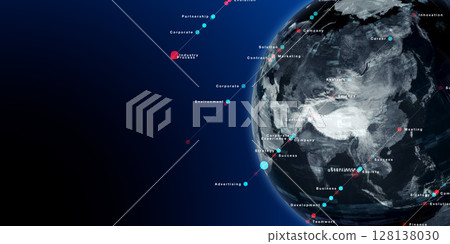 Earth and digital technology Horizontal visual for banners and advertisements 128138030