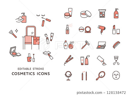Various cosmetics and cosmetics icon set (color) Various cosmetics and cosmetics icon set (color) 128138472