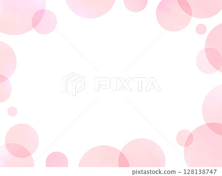 柔和的粉紅色水彩圓點框架 128138747