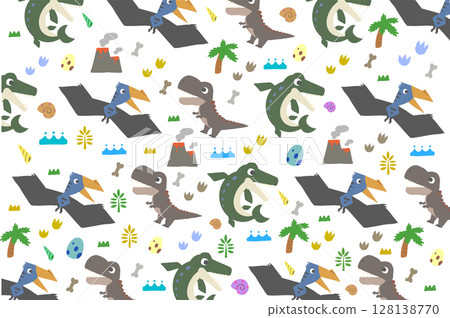 恐龍圖案 暴龍 滄龍 風神翼龍 可愛 插畫 手繪 流行 128138770