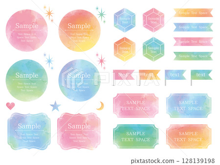 一組四種顏色的水彩畫框 128139198