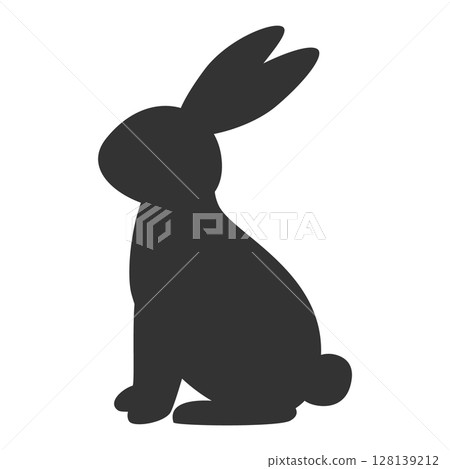 Silhouette illustration of a sitting rabbit (pricked ears) 128139212