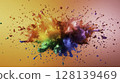 Vibrant Color Explosion in Rainbow Hues Against a Soft Gradient Background 128139469