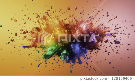 Vibrant Color Explosion in Rainbow Hues Against a Soft Gradient Background Vibrant Color Explosion in Rainbow Hues Against a Soft Gradient Background 128139469