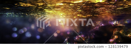 Vibrant and Colorful Underwater Scene with Water Reflections and Light Patterns Vibrant and Colorful Underwater Scene with Water Reflections and Light Patterns 128139479