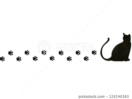 Paw print cat watercolor illustration 128140163