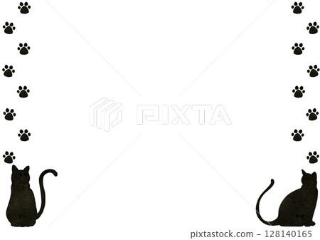 Paw print cat watercolor illustration 128140165