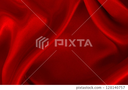Dark red fabric cloth texture for background and design art work, beautiful crumpled pattern of silk or linen. 128140757