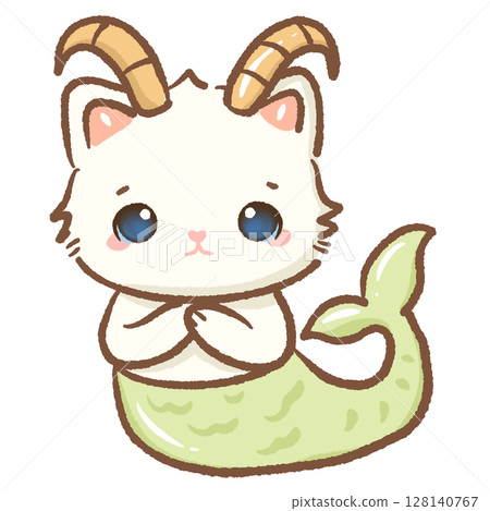 Cute Kawaii Zodiac Cat Clipart with goat horns and a fish tail Adorable Capricorn Astrology Animal Character Illustration for Kids Stickers Scrapbooking Digital Planners and Horoscope Designs Cute Kawaii Zodiac Cat Clipart with goat horns and a fish tail Adorable Capricorn Astrology Animal Character Illustration for Kids Stickers Scrapbooking Digital Planners and Horoscope Designs 128140767