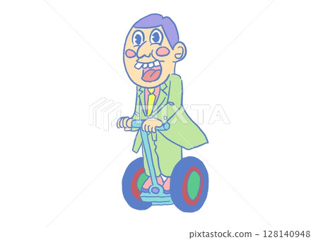Businessman in a suit riding a Segway 128140948