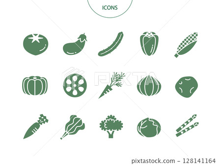 蔬菜圖示象形文字向量插圖集 128141164